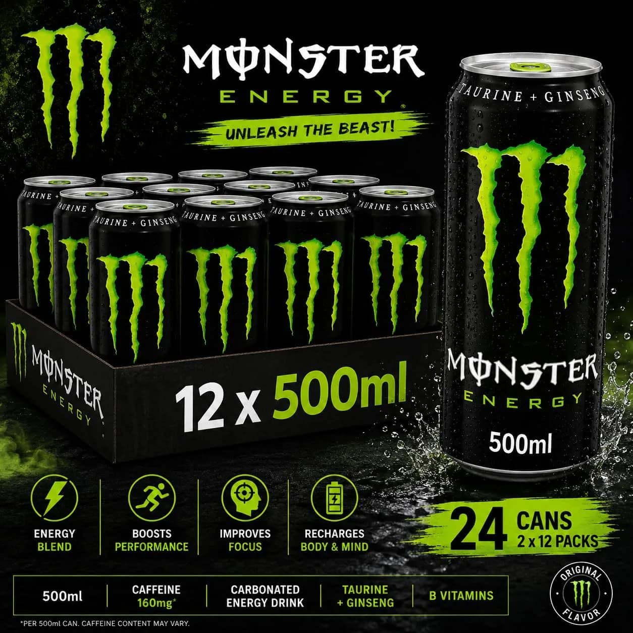 Monster Energy Drink Can 500 ml (Pack of 24)