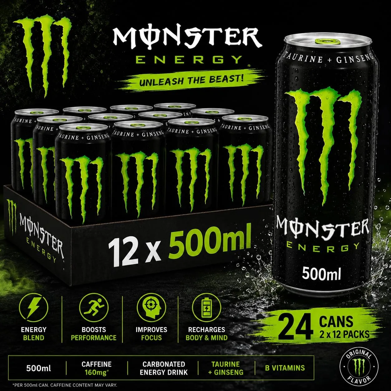 Monster Energy Drink Can 500 ml (Pack of 24)